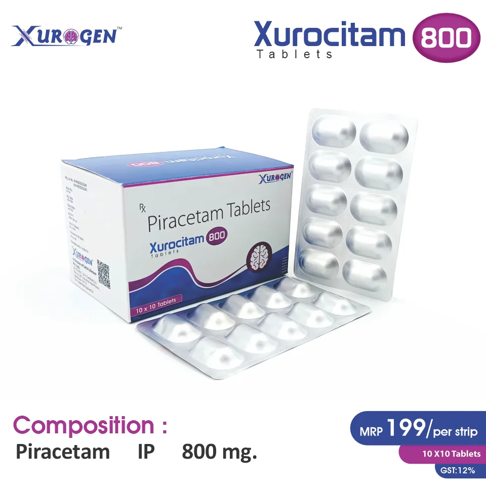 Piracetam 800mg tablet at the best price in PCD Pharma Franchise for cognitive enhancement therapy.